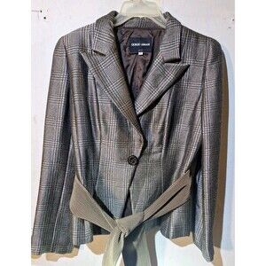 Giorgio Armani Black Label Borgo 21 SpA Women Blazer Wool Silk Rayon Size 46/16